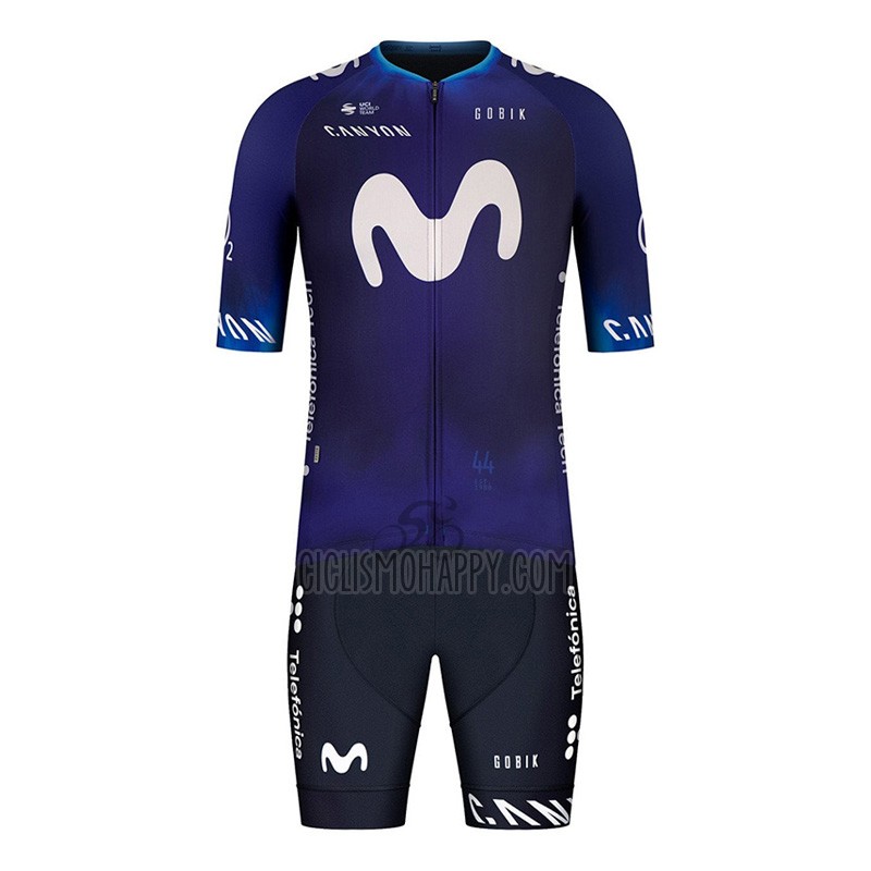 Movistar Cycling Jersey Bib Short 2023 Short Sleeve Black Purple